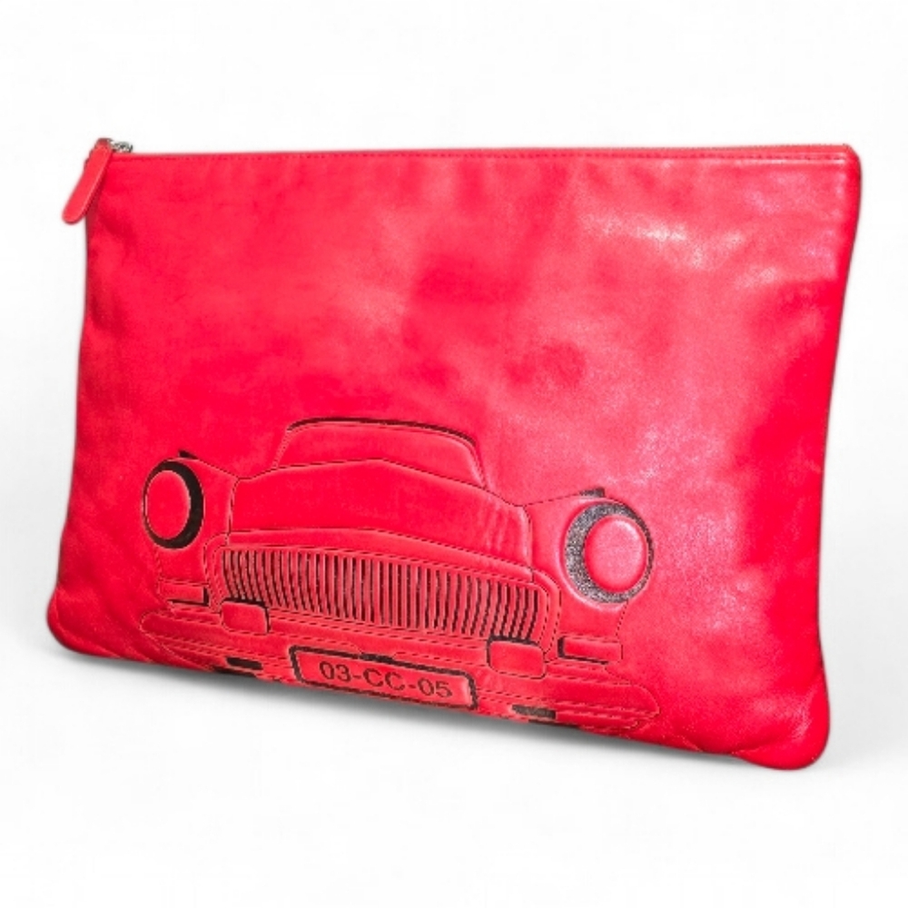 Chanel Red Printed Lambskin Cuba La Habana O Case Clutch